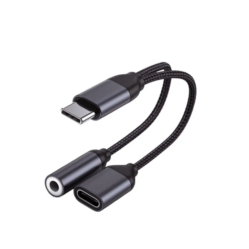 2 in 1 Charger And Audio Type C Cables Earphone Headphones Jack Adapter Connector Cable 3.5mm Aux Headphone For Android Phones