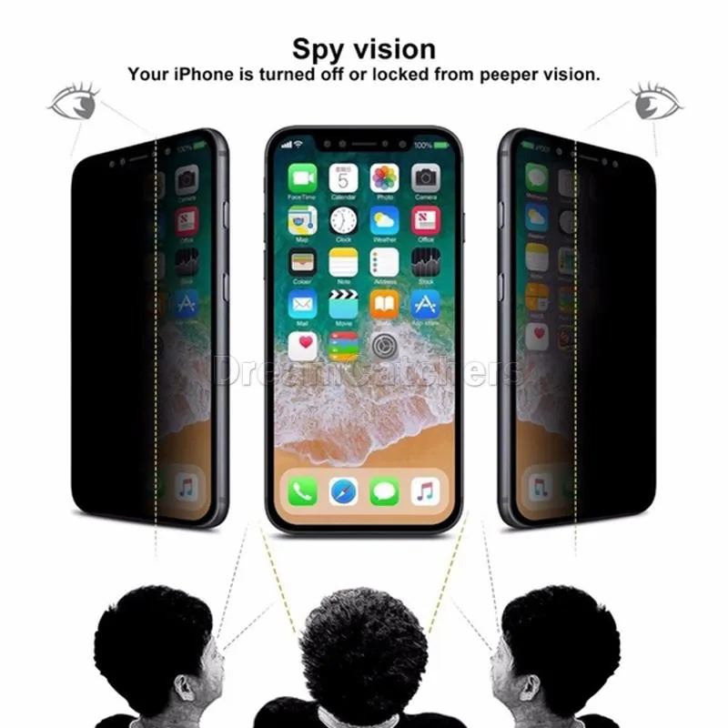 Anti-Spy Privacy Tempered Glass Screen Protector for iPhone 11/12/13/14/15 Pro Max Plus XR XS 7/8 Plus, Retail Box Package