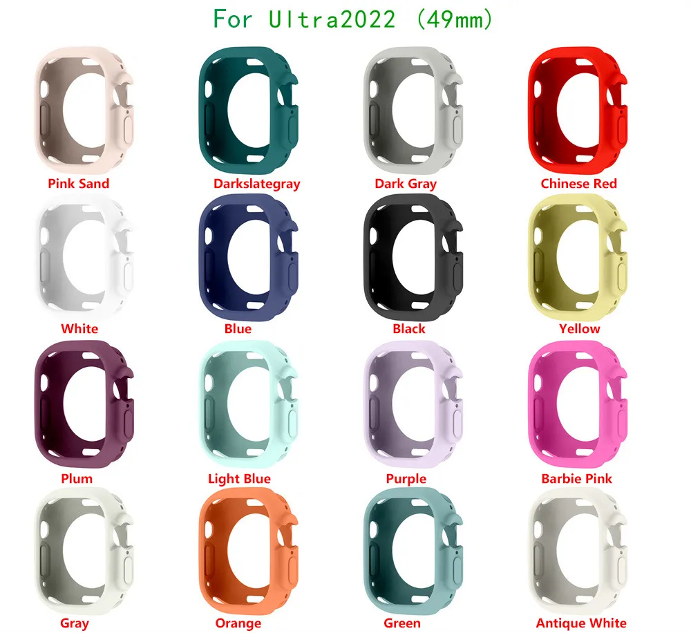 Colorful Soft Silicone Case for Apple Watch Series 1-8, Full Protection Cover for 38mm/40mm/41mm/42mm/44mm/45mm iWatch