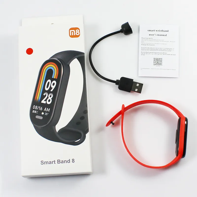 M8 Smart Watch Bracelet with Heart Rate, Blood Pressure, Oxygen Monitoring, Waterproof Sports Smart Wristband