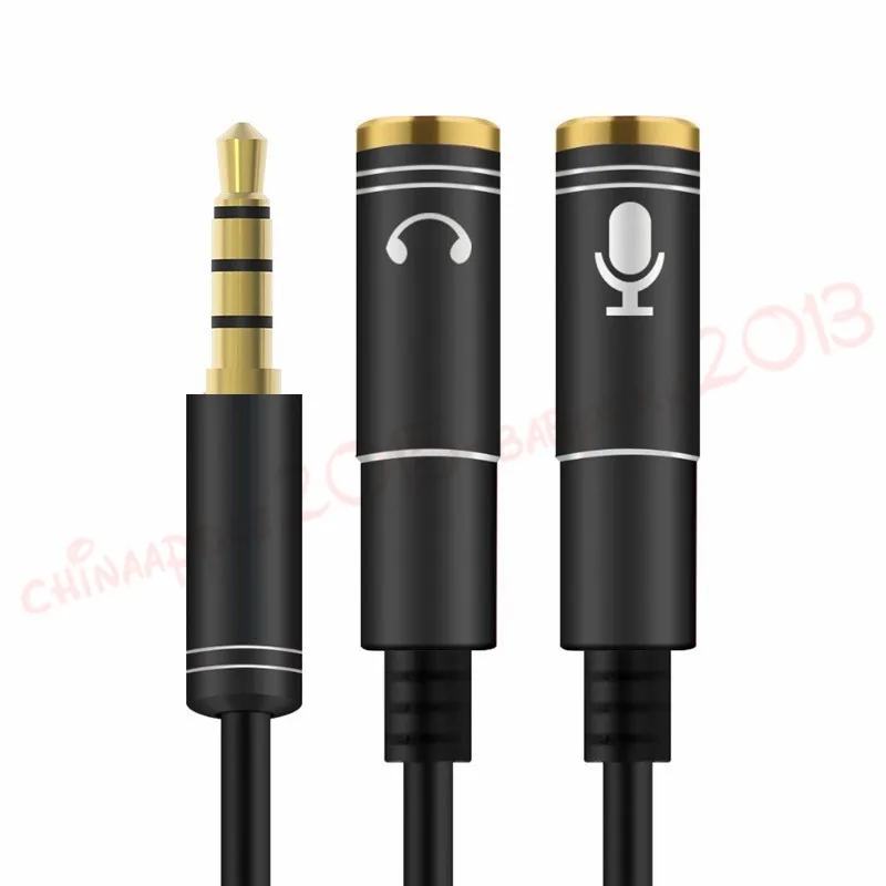 3.5mm Audio Splitter Cable, 1 Male to 2 Female Mic Y Splitter, AUX Splitter Cable for Computer, Laptop, Smartphone, Black