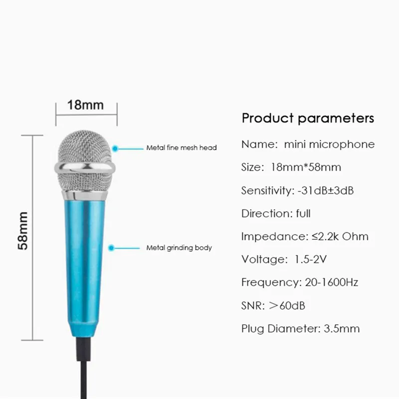 Mini 3.5mm Jack Lavalier Microphone, Professional Handheld Mic for iPhone Samsung Smartphone, Computer, Karaoke, Recording