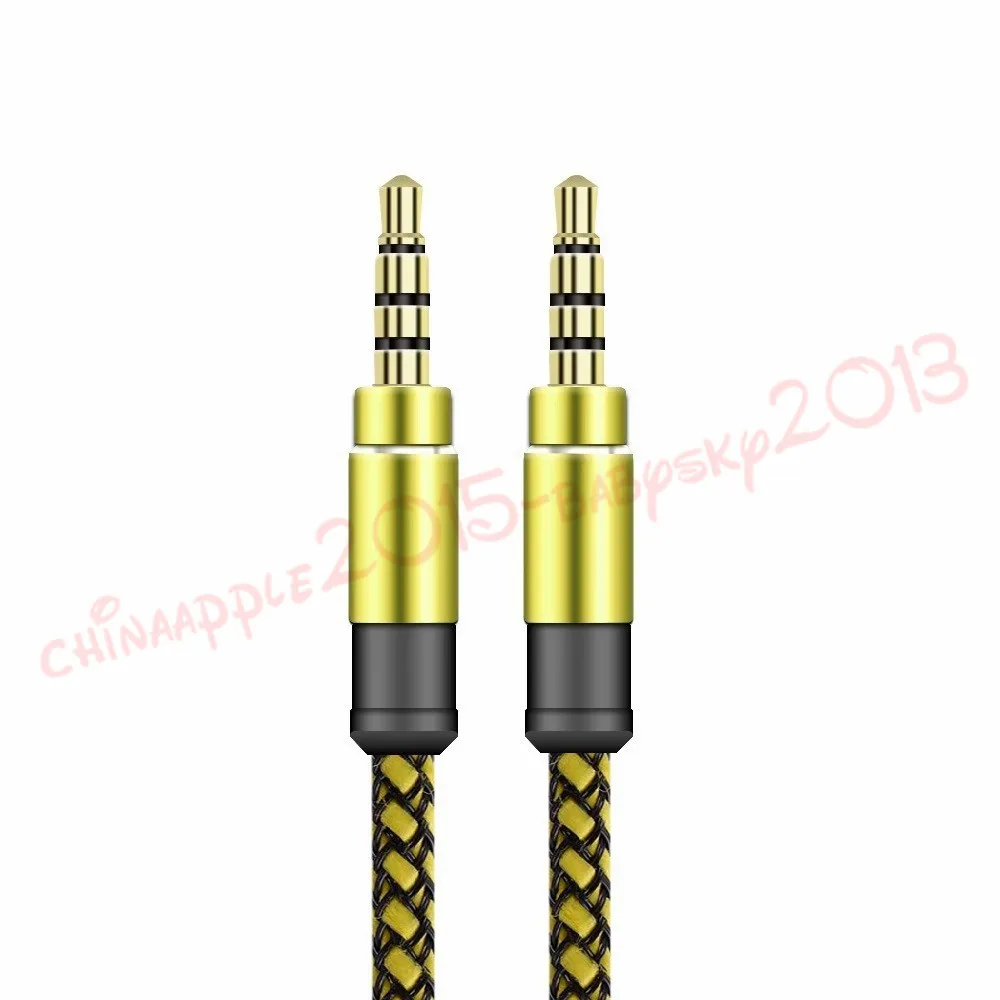 3.5mm Auxiliary Aux Audio Cable Unbroken Metal Fabric Braiede Male Stereo cord 1.5M 3M for iphone Samsung MP3 Speaker Tablet PC