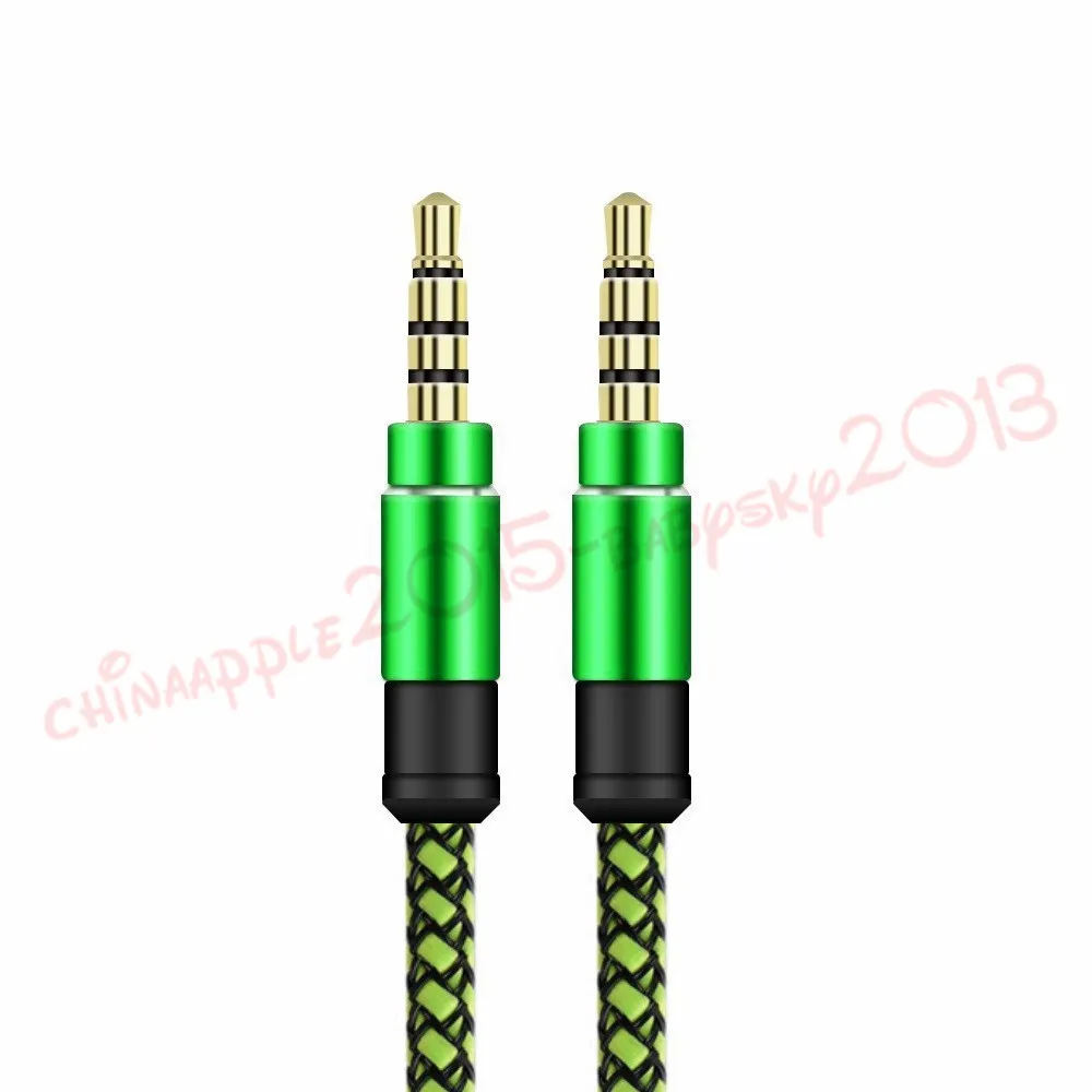 3.5mm Auxiliary Aux Audio Cable Unbroken Metal Fabric Braiede Male Stereo cord 1.5M 3M for iphone Samsung MP3 Speaker Tablet PC