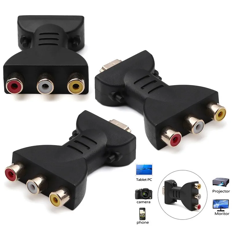 1080P HDMI to 3 RCA Male AV Converter Cable - HDMI-Compatible, RGB Audio Video Adapter Cord