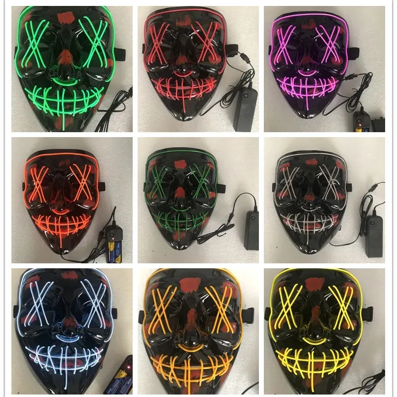 LED Halloween Mask - Glow in the Dark Cosplay Accessory with Options, Fluorescent Light-Up Fancy Dress Party Mask