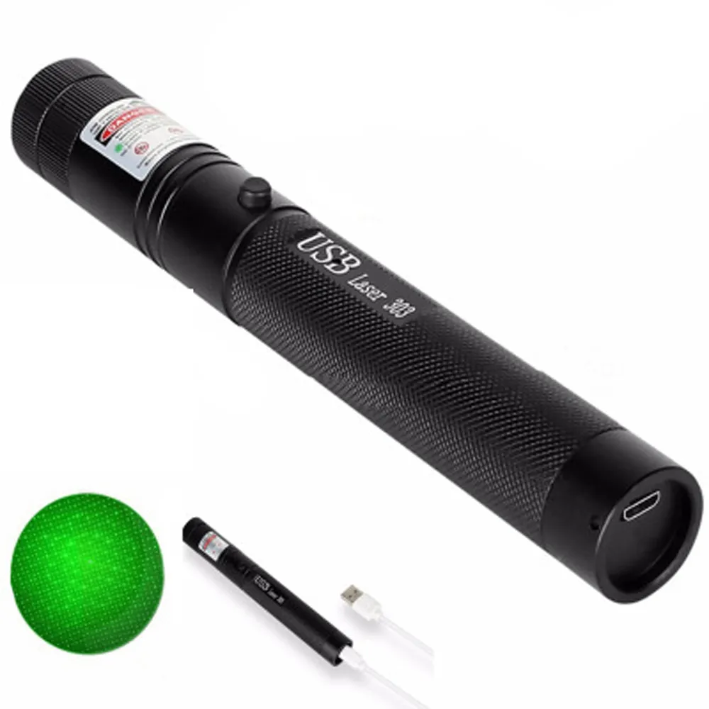 303 USB Charging Laser Pointer Pen Flashlight Green Red Purple Lazer Rotating Pattern Full Of Stars Lectures Conferences Christmas9482395