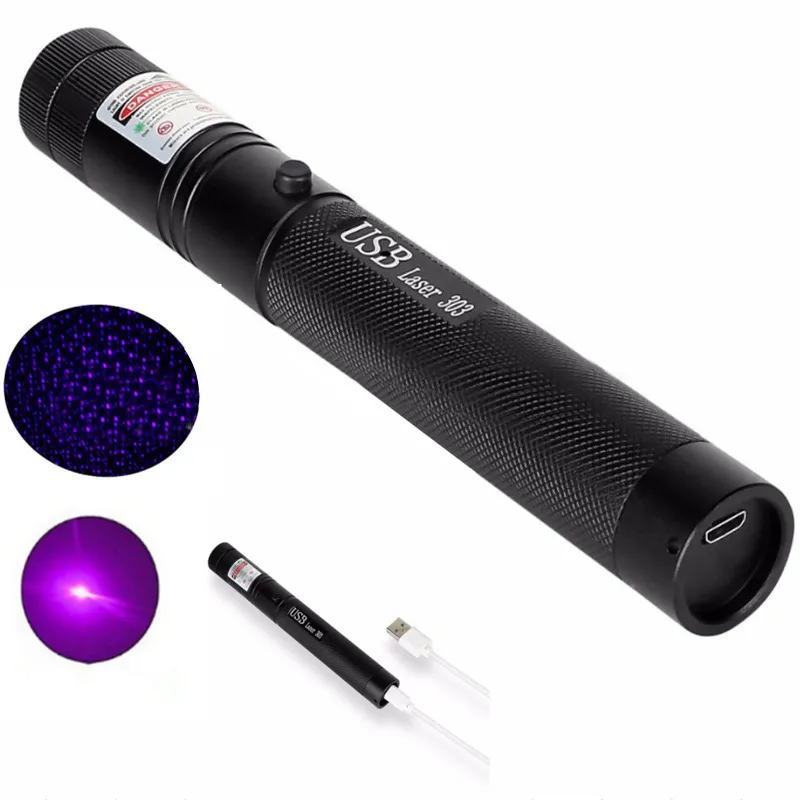 5MW High Power USB Rechargeable Red/Green/Purple Laser Pointer Pen with Single Dot Starry Burning Effect