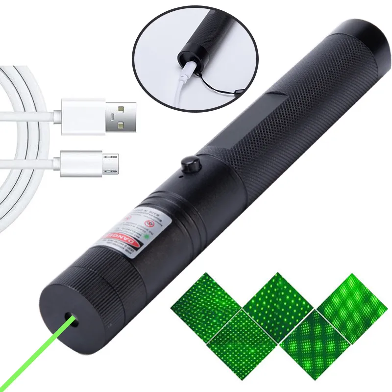 5MW High Power USB Rechargeable Red/Green/Purple Laser Pointer Pen with Single Dot Starry Burning Effect