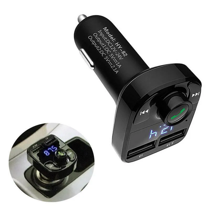 Bluetooth FM Transmitter Car Kit with Dual USB 3.1A Quick Charge, Handsfree Audio Receiver, MP3 Player, Aux Modulator - Black