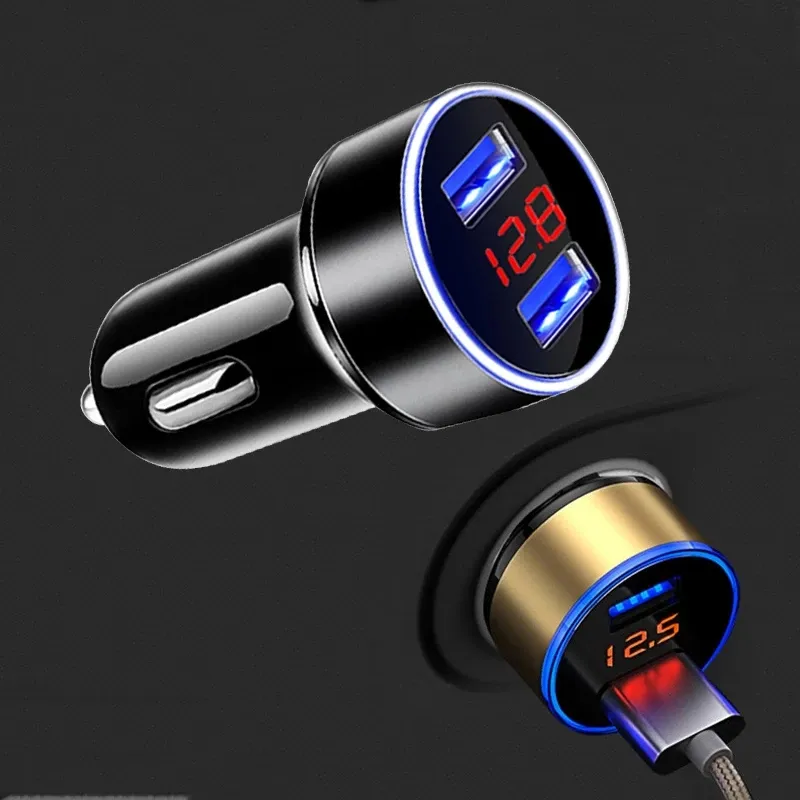 3.1A Car Charger For Cigarette Lighter USB Voltage Display Adapter Fast Charging For iPhone Samsung Huawei Xiaomi OPPO