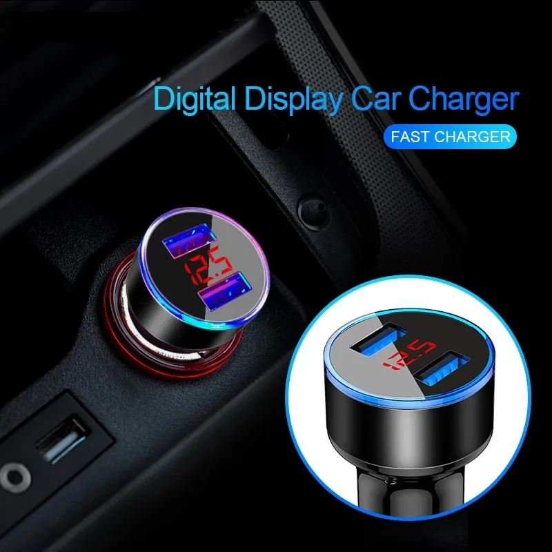 3.1A Car Charger For Cigarette Lighter USB Voltage Display Adapter Fast Charging For iPhone Samsung Huawei Xiaomi OPPO