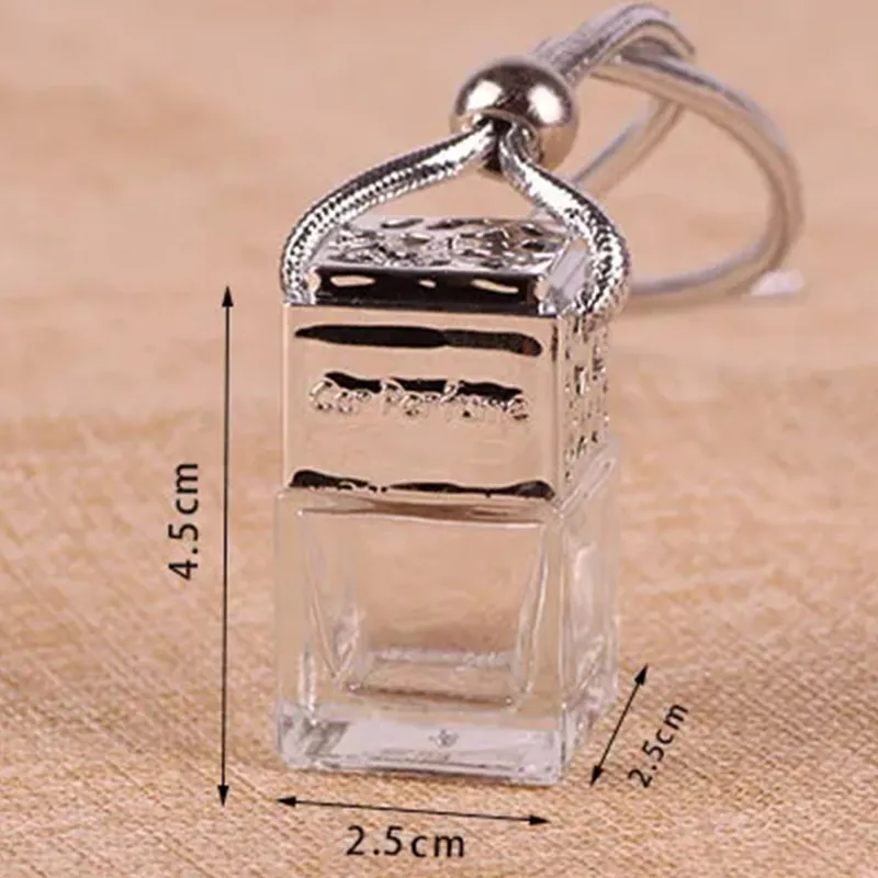 8ML Hanging Car Perfume Bottle, Hollow Glass Essential Oil Diffuser Bottle, Car Air Freshener, Car Decoration