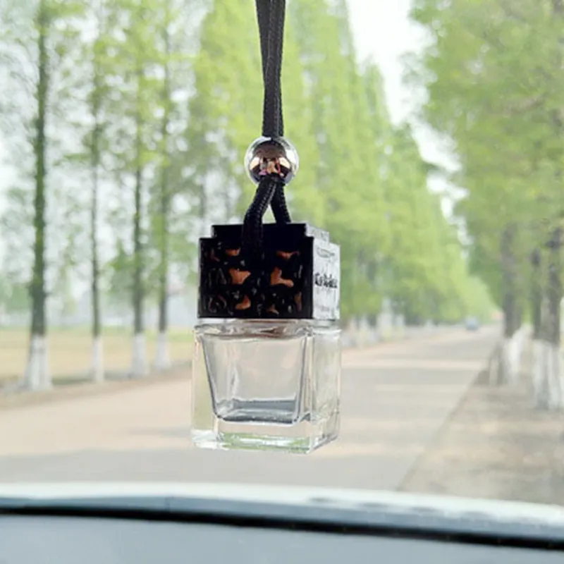 8ML Hanging Car Perfume Bottle, Hollow Glass Essential Oil Diffuser Bottle, Car Air Freshener, Car Decoration