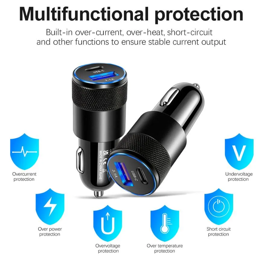 Quick 70W Car Charger Fast Charging Portable Battery Charger For Car Mobile Phone Car Charger For IPhone 11 12 13 14 XR