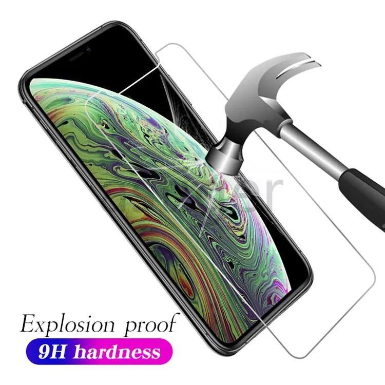 Screen Protector Tempered Glass for iPhone 15 14 13 12 mini 11 Pro X XS Max XR 7 8 Plus LG stylo 6 Samsung A51 A71 A52 A72 Protect Film 9H 0.33mm with Paper retail Box