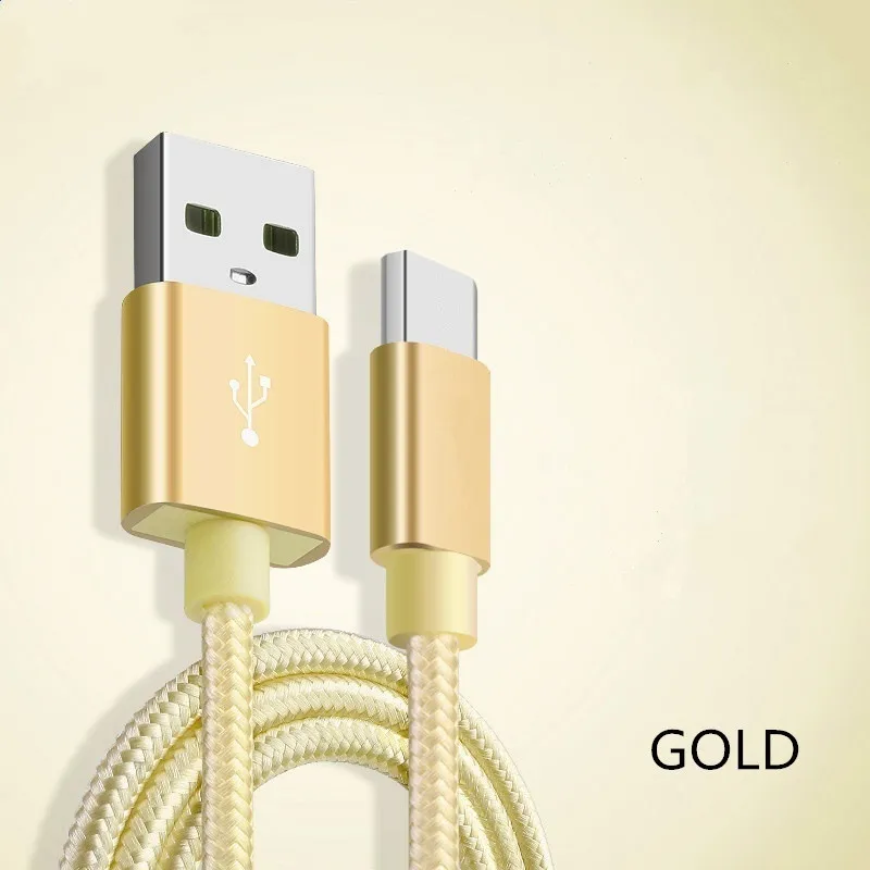 Type C Nylon Braided Micro USB Cables Charging Sync Data Durable Quick Charge Charger Cord for Android V8 Smart Phone