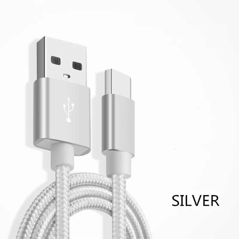 Type C Nylon Braided Micro USB Cables Charging Sync Data Durable Quick Charge Charger Cord for Android V8 Smart Phone