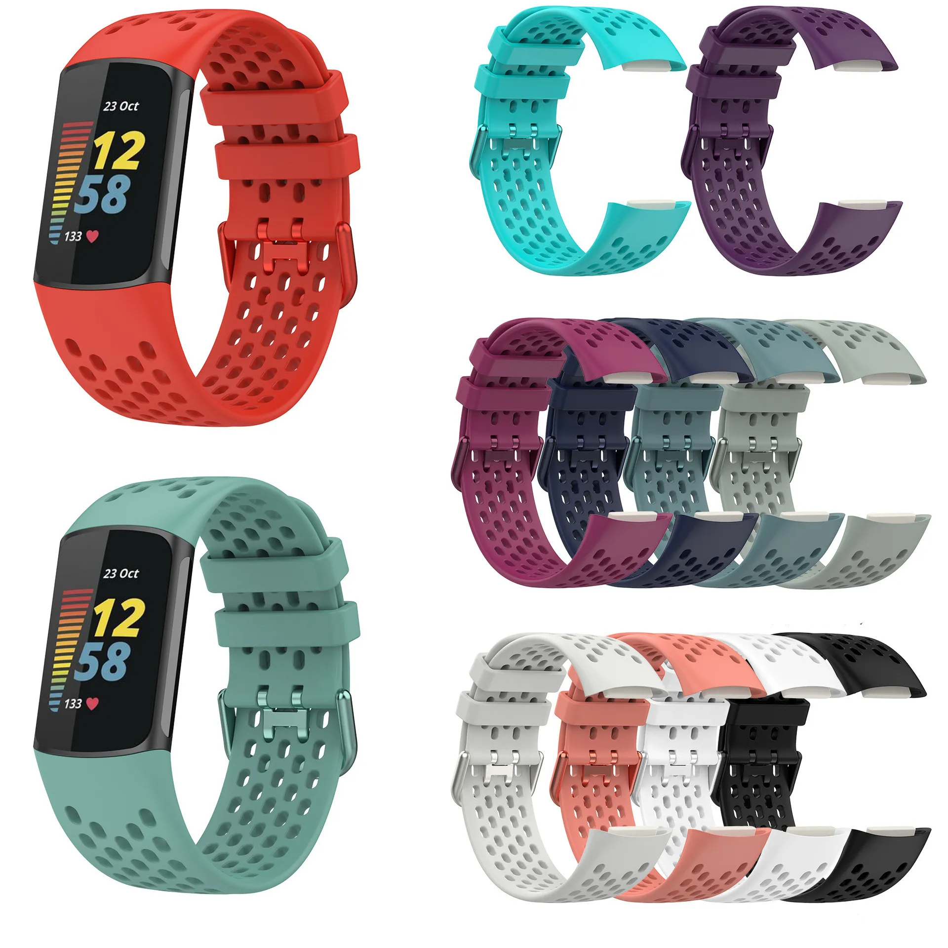 Fitbit Charge 5 Breathable TPU Wrist Band - Soft, Comfortable Strap for Fitbit Charge5 Smart Watch - Available in Small and Large Sizes