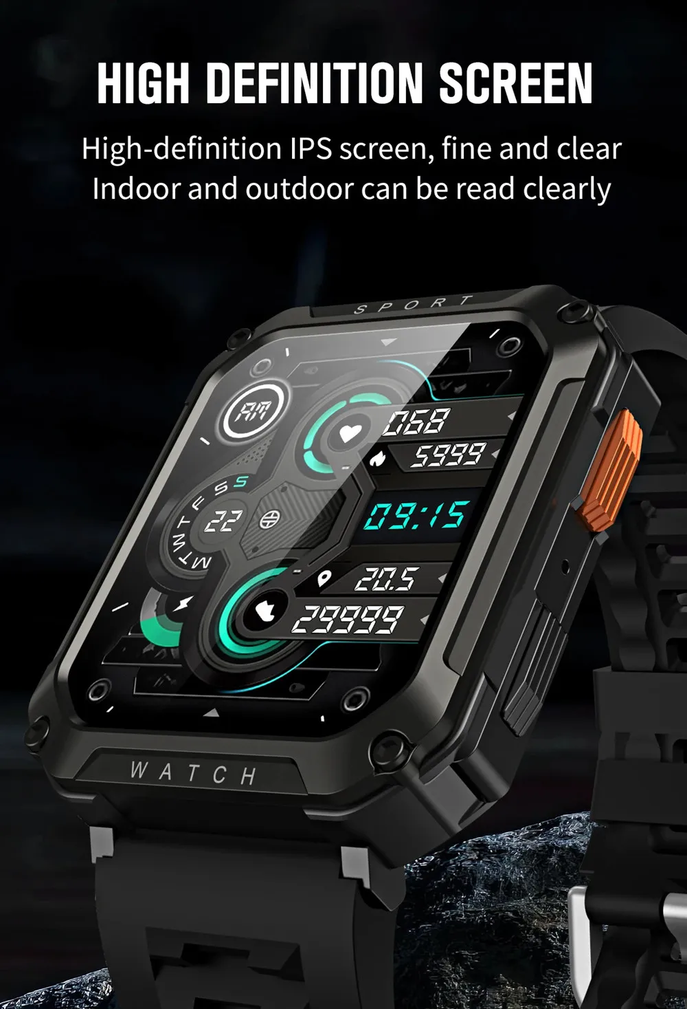 Sport Tracker Smartwatch T8 PRO BT Call Waterproof Heart Rate Blood Oxygen Monitor Hombre Reloj Smart Watch for Men Outdoor