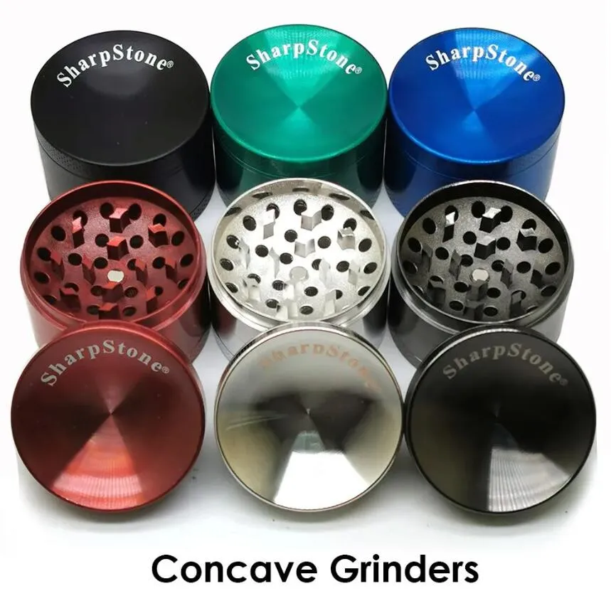 RandM Tornado 9000 Flat Concave SharpStone Grinders Smoking Herbal Spice Crusher 40 50 55 63mm Metal Grinder 4 Layers With Scraper Dry Herb Vaporizer