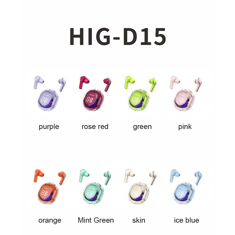 HIG-D15 B45 BT5.3 TWS Earbuds with LED Power Display, Touch Control, HiFi Sound for Sports and Gaming