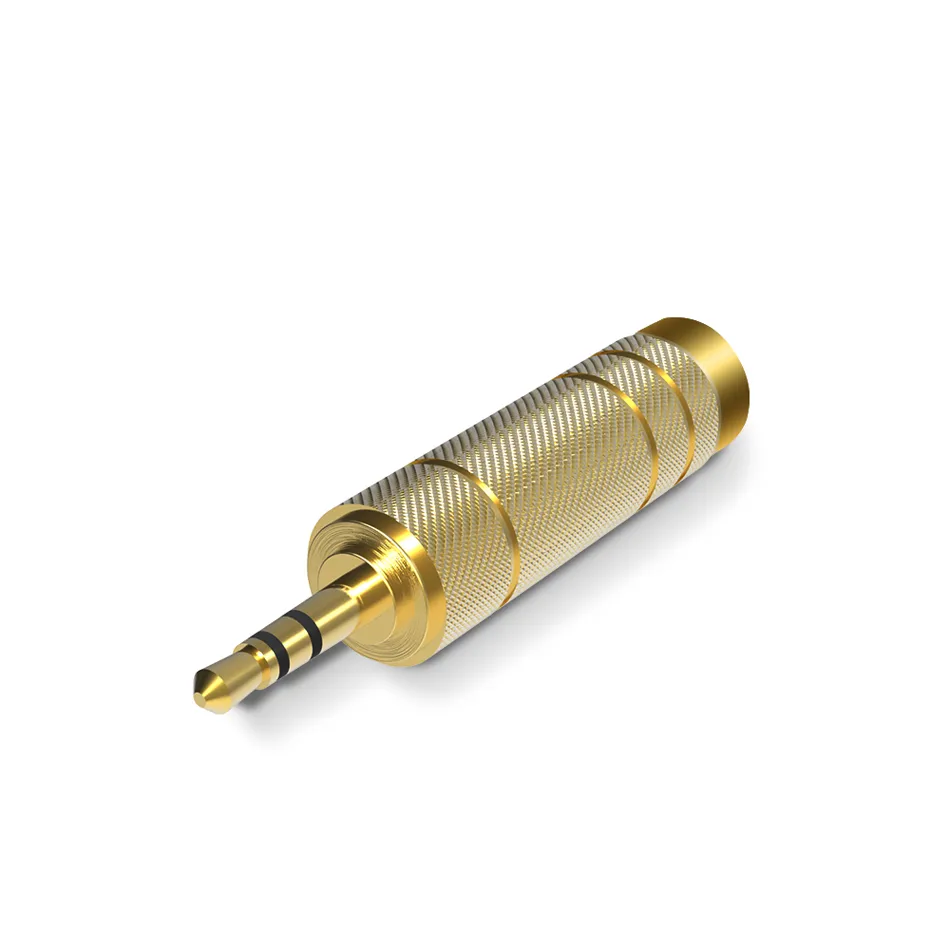 3.5mm to 6.35mm Audio Jack Adapter, Male to Female Stereo AUX Connector for Amplifiers, Speakers, Headphones, Smartphones, Laptops, Tablets Gold-Plated