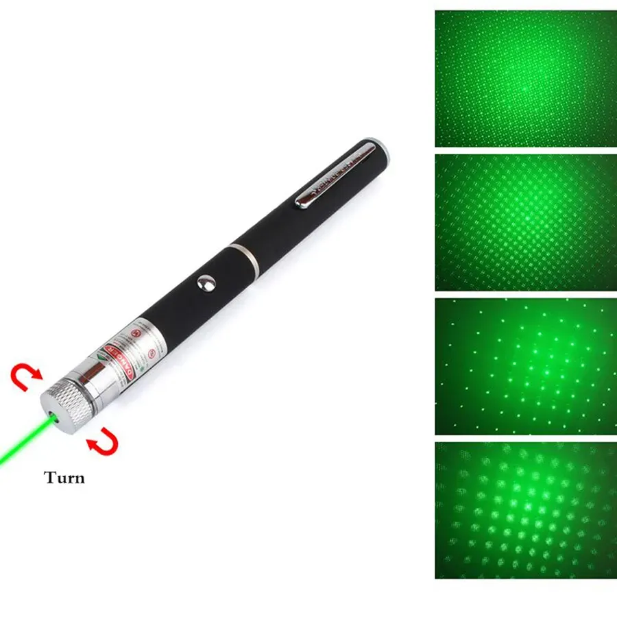 Green Laser Pointer Pen with Star Projector Cap - Dual Functionality, Portable Design